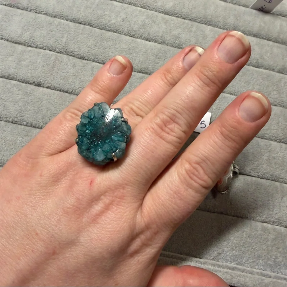 Lace agate or geode agate rings